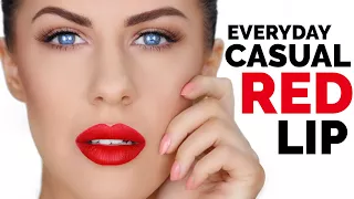 EVERYDAY CASUAL RED LIP MAKEUP LOOK! EASY & LONG LASTING!