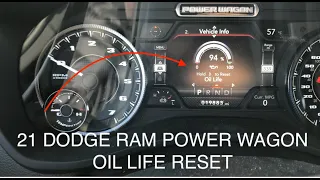 2021 Dodge Ram 2500 Oil Life Reset 2022 21 22 How To