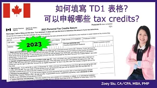 如何填寫 TD1 表格 (2023)? 可以申報哪些 tax credits?