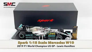 Spark 1:18 Lewis Hamilton 6x Times F1 World Champion Mercedes W10 US GP 2019