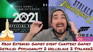 Xbox Extended Games Showcase Chapters. New Games Detailed, Psychonauts 2 Hellblade 2 Halo Infinite