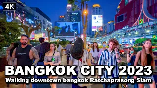 【🇹🇭 4K】Night Walk in Downtown Bangkok Thailand 2023 - Ratchaprasong Siam Areas