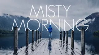Misty morning. Beautiful nature video with relaxing no copyright ambient inspirational music.