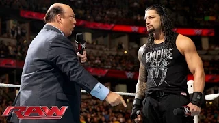 Paul Heyman reminds Roman Reigns what's really at stake at WWE Fastlane: Raw, February 15, 2016