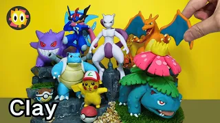 making pokemon - Charizard Greninja Pikachu Venusaur Blastoise Mewtwo Gengar | Clay Art