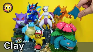 making pokemon out of clay - Charizard Greninja Pikachu Venusaur Blastoise Mewtwo Gengar | Clay Art