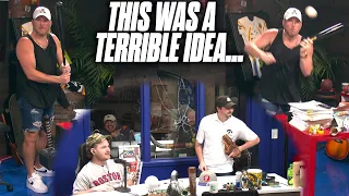 Pat McAfee Nearly DESTROYS Studio Swinging At Baseball?!