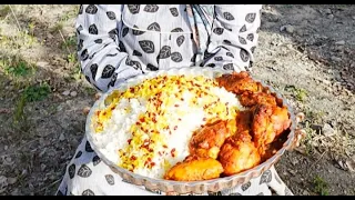 Cooking Zereshk Polo Ba Morgh in Nature | Persian Barberry Rice with Chicken