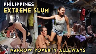 EXTREME CROWDED SLUM LIFE In NIA ROAD | UNSEEN POVERTY WALK AT DILIMAN's NARROW ALLEYWAYS [4K] 🇵🇭