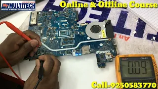 Laptop motherboard testing ! Volt in on board section checking in laptop