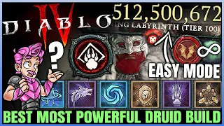 Diablo 4 - Best MOST POWERFUL Druid Build - New Combo = Fast Easy T100 - Skills Paragon Gear Guide!