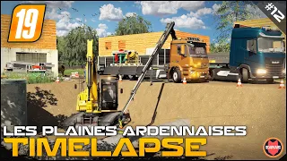 Installing Pipes, Pouring Cement Foundations ⭐ PT 2 ⭐ FS19 Les Plaines Ardennaises V2 Timelapse