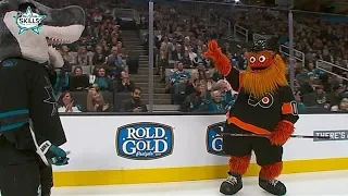 Gritty, S.J. Sharkie battle in Fastest Skater competition