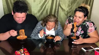 Mexican Mom does the spicy noodle Challenge x2🔥