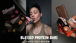 BLESSED PROTEIN BARS TASTE TEST REVIEW ♡ EHPLABS FIRST IMPRESSIONS UNBOXING