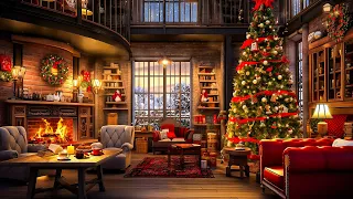 Christmas Jazz Instrumental Music 🎄 Cozy Christmas Coffee Shop Ambience with Warm Fireplace Sounds