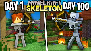 I Survived 100 Days as a SKELETON in Minecraft