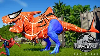 [Jurassic World Evolution] Spiderman Megalodon Rex Vs Orczilla,Spiderman Godzilla Dinosaurs Fight !!