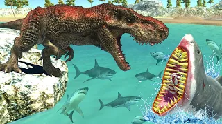 FPS Avatar in Jurassic Park Rescues Stegosaurus T-Rex vs Therizinosaurus & Giganotosaurus Dinosaur