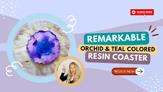 Remarkable Orchid and Teal Colored Resin Coaster