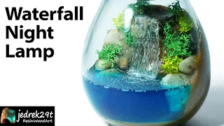 Waterfall in a JAR. Night Lamp Diorama / Epoxy Resin Art