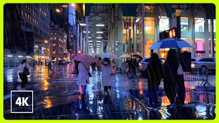 RAINY NIGHT walk in MANHATTAN ☔ New York City
