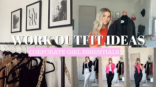 WORK OUTFIT IDEAS: office wardrobe essentials, 9-5 outfit inspo, what to wear to the office