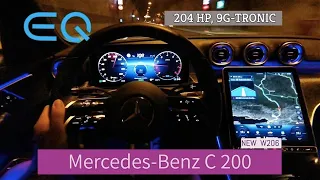 Mercedes-Benz C 200 EQ Boost (2021) - consumption on 130 km/h (POV + ambient light 4K)