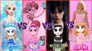 My Talking Angela’m 2  Frozen 2 Vs Wednesday Vs Mommy Long Legs Vs Barbie In Angela 2  cosplay