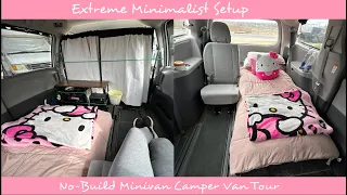 No-Build Minivan Camper Van Tour 10 / Extreme Minimalist Setup #vanlife #campervan #toyota