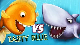 КАРАСИК ВАСЯ против ЗУБАСТОЙ АКУЛЫ! Приключения голодной рыбки в игре Tasty Blue / Съесть Океан