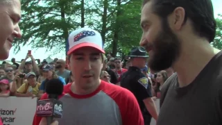 Jake Gyllenhaal and Jeff Bauman on red carpet at Indy 500