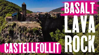 Castellfollit de la Roca Spain Drone Views | Town on the Lava Stream Basalt Cliff