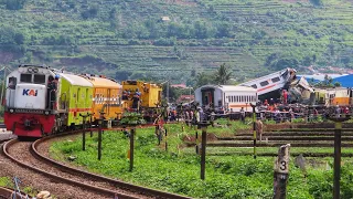 EVAKUASI KERETA API TURANGGA DAN LOKAL DI CICALENGKA !