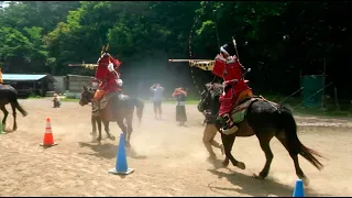 「大鎧騎乗会」２　くるくる追物射講習・紅葉台木曽馬牧場