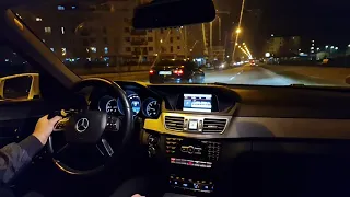 Mercedes-Benz W212 E-Class -- Night City Driving (POV)