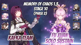 Kafka Team & Fu Xuan x Qingque Team Memory of Chaos Stage 10 (3 Stars) | Honkai Star Rail