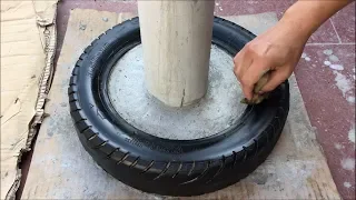 Great Technique for making Coffee tables from Tires and White Stones | Cement ideas step by step