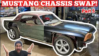 CUTTING UP A PERFECT NEW CAR! 1965 MUSTANG CHASSIS SWAP! Part 5! KUSTOM HOT RAT ROD MODERN BUILD!
