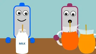 Milk Vs Juice Drinks | Asmr Mukbang Animation | Battery Charging Animation | Asmr Drinking Sound