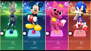 ZOOTOPIA Vs MICKEY MOUSE Vs PINKFONG Vs SONIC ||| Tiles Hop EDM Rush