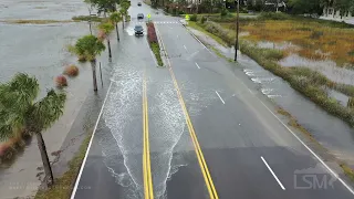 11-06-2021 Charleston, SC - Coastal Flooding - High Winds - Cars in Waters - Roads Closed - Drone