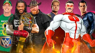 Omni-Man Superman & Homelander Vs Roman Reigns Brock Lesnar & John Cena's Team WWE 2K23