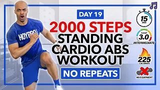 15 MIN Intermediate Standing Abs HIIT Workout for Fat Loss | 2000 Steps Cardio - Day 19