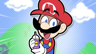 Super Mario tries the Grimace Shake