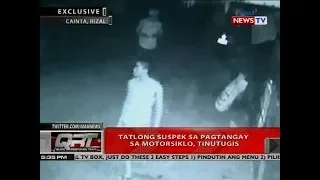 Tatlong suspek sa pagtangay sa motorsiklo, tinutugis