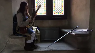 Medieval guitar being played at Corvin Castle