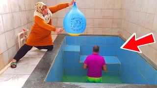 İn The Pool BALLOON in Giant Fanta PRANK! ONLY BALLOON SLİME hair KEREM'İN JOKE 5