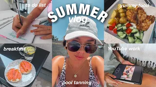 SUMMER day in my life! -- tanning at my pool, youtube work, yummy food, more!