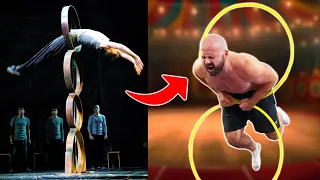 Olympic Gymnasts take on Circus Hoop Diving